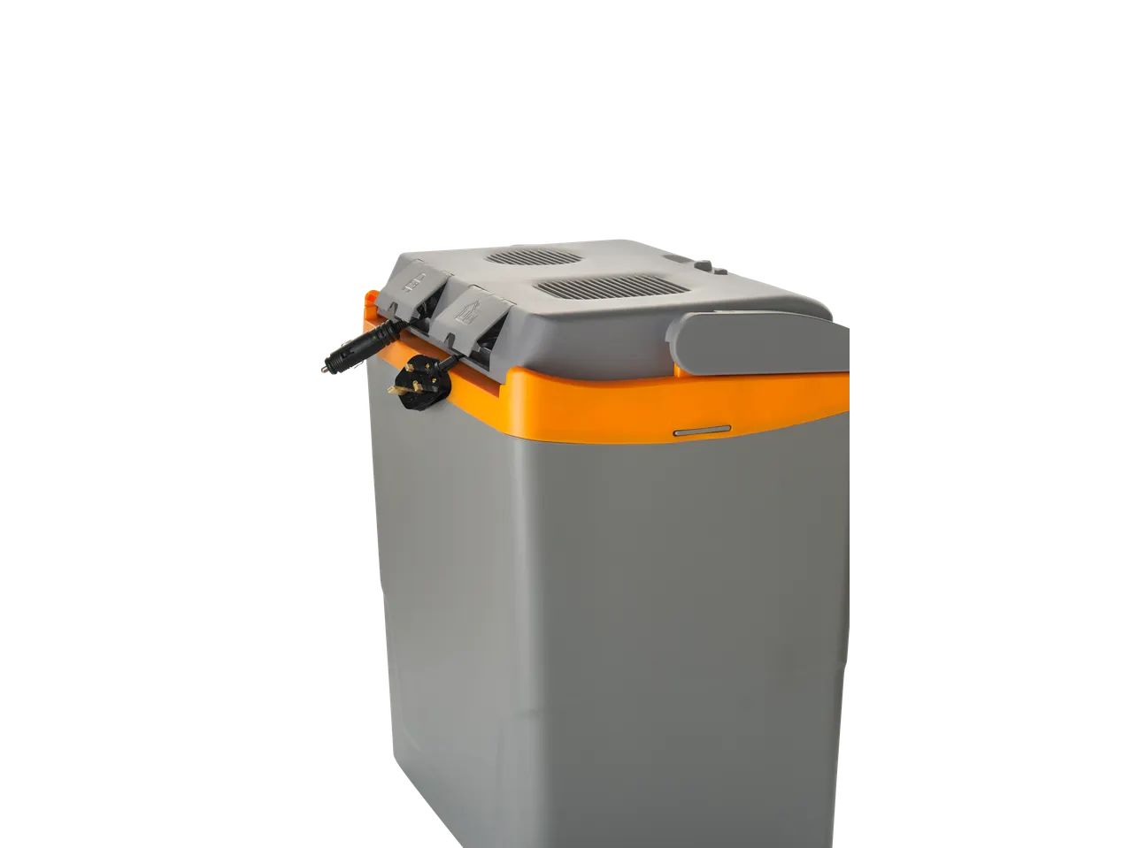 LIVARNO HOME electric cool box with orange trim and power cables