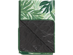 Canga de piquenique com estampa tropical de folhas e base impermeável.