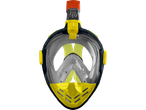 Máscara de mergulho com snorkel: design moderno, amarelo e preto.