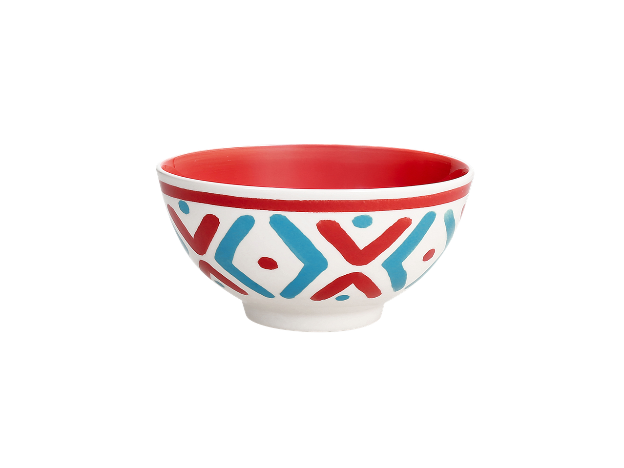 Bol ceramic Tognana cu model geometric roșu și albastru