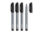 Four grey markers with black caps, one with the cap removed showing the nib.