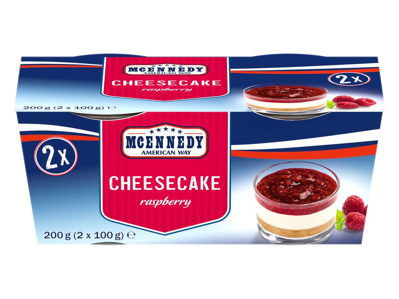 Twee McEnnedy frambozen cheesecakes.