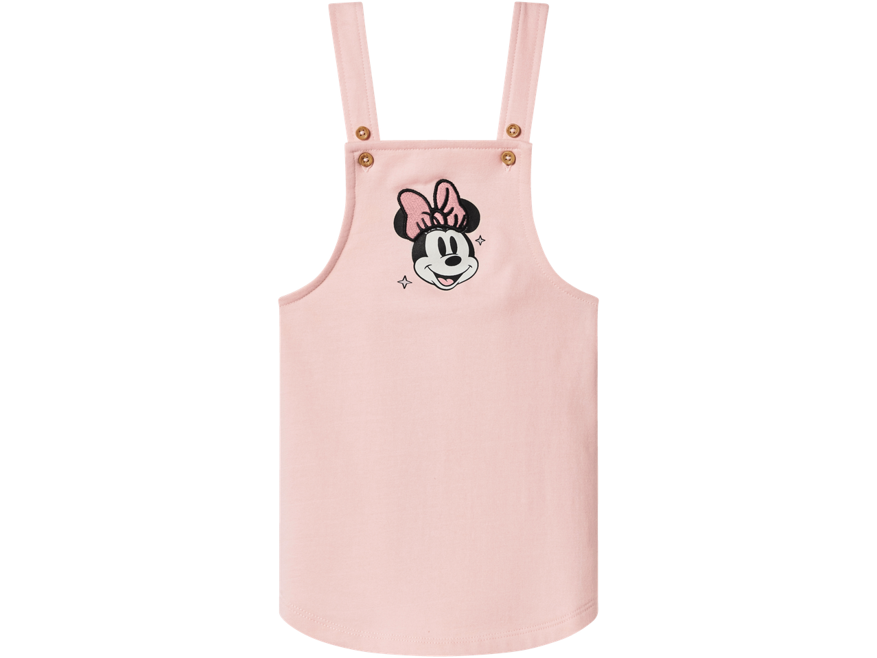 Rožinis megztas kombinezonas su Minnie Mouse atspaudu