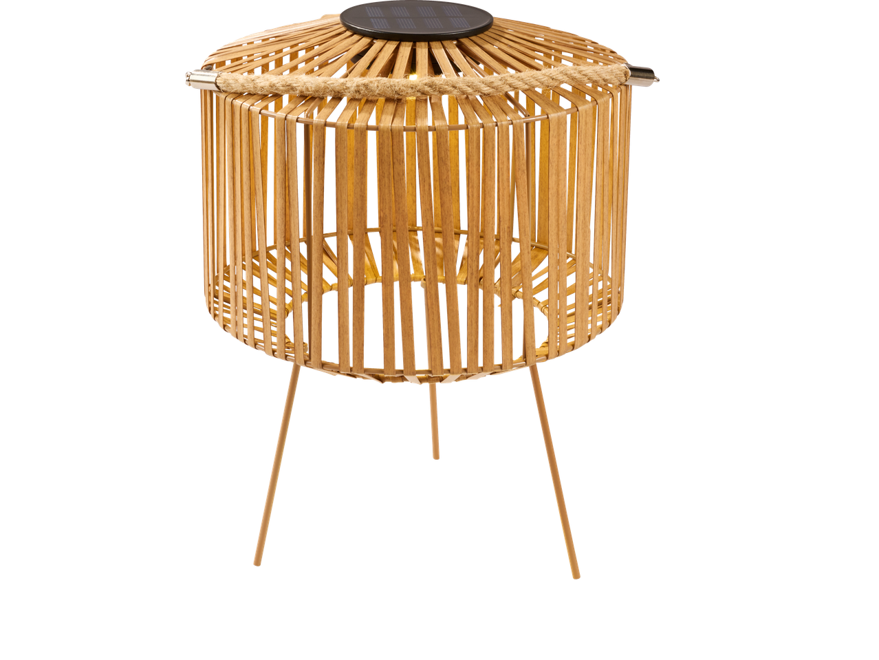 LIVARNO lanterna solar LED de bambu com três pernas e corda