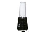 Black personal blender with a honeycomb pattern and a clear blending cup.