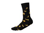 Black crew sock with a yellow banana pattern