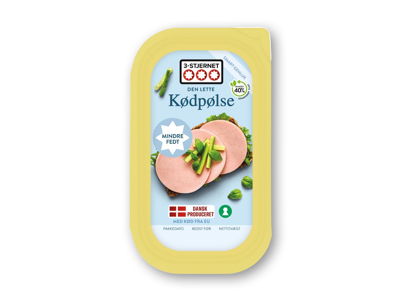 3-Stjernet let kødpølse i smart emballage.
