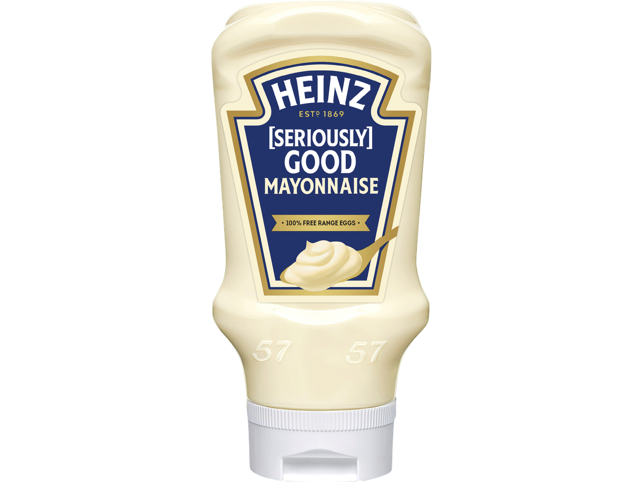En flaska Heinz Seriously Good Majonnäs med 100% frigående ägg.