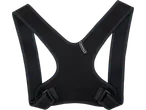 Black posture corrector with mesh straps and adjustable buckles, featuring a white logo.