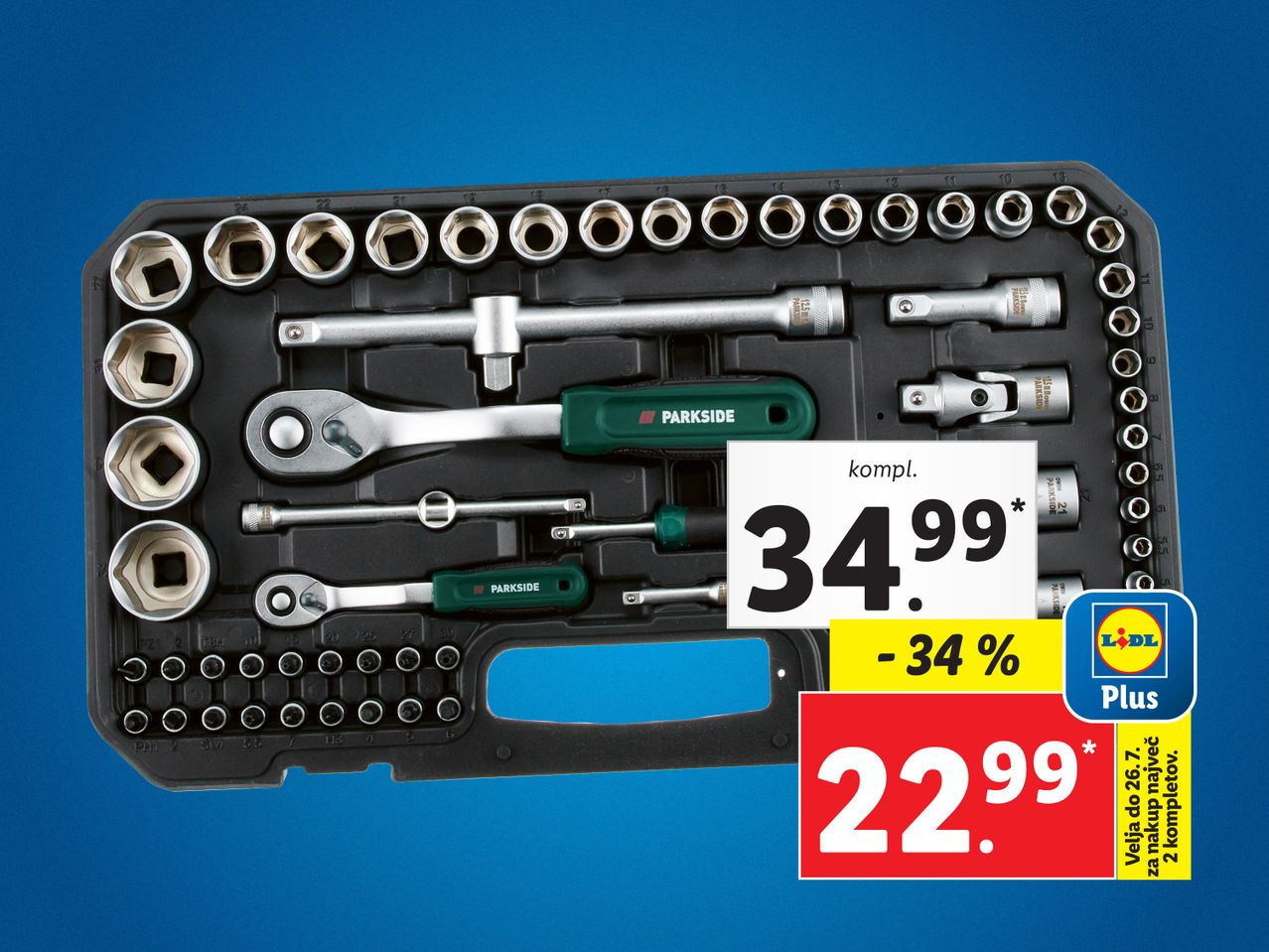 Komplet Parkside ključev za 22,99 € (prej 34,99 €).