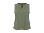 Sleeveless green top with a V-neckline