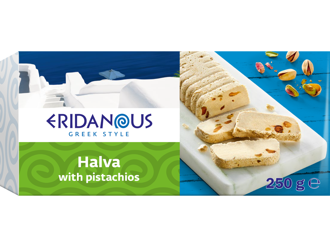 Eridanous grekisk stil halva med pistagenötter, 250g.