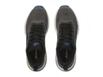 Two dark grey Crivit running shoes with blue and green accents.