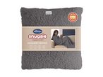 Silentnight Snugsie wearable blanket in grey, with a woman wearing it on a sofa.