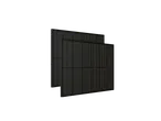 Zwei schwarze Solarpaneele mit Gitterstruktur.