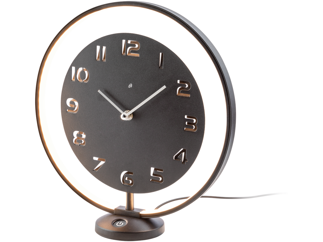 Horloge de table moderne avec éclairage LED intégré.