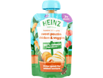 Heinz sweet potato, chicken & veggies baby food pouch.