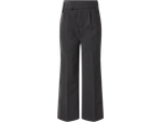 Dark grey kids' trousers with a pleated front and belt loops.