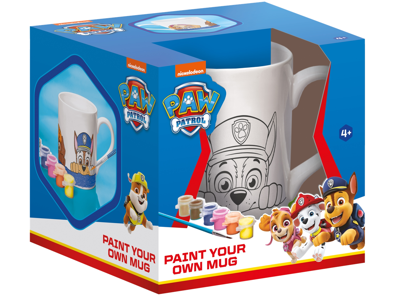 Paw Patrol bērnu radošais komplekts krūzes apgleznošanai, ar krāsām un otu.