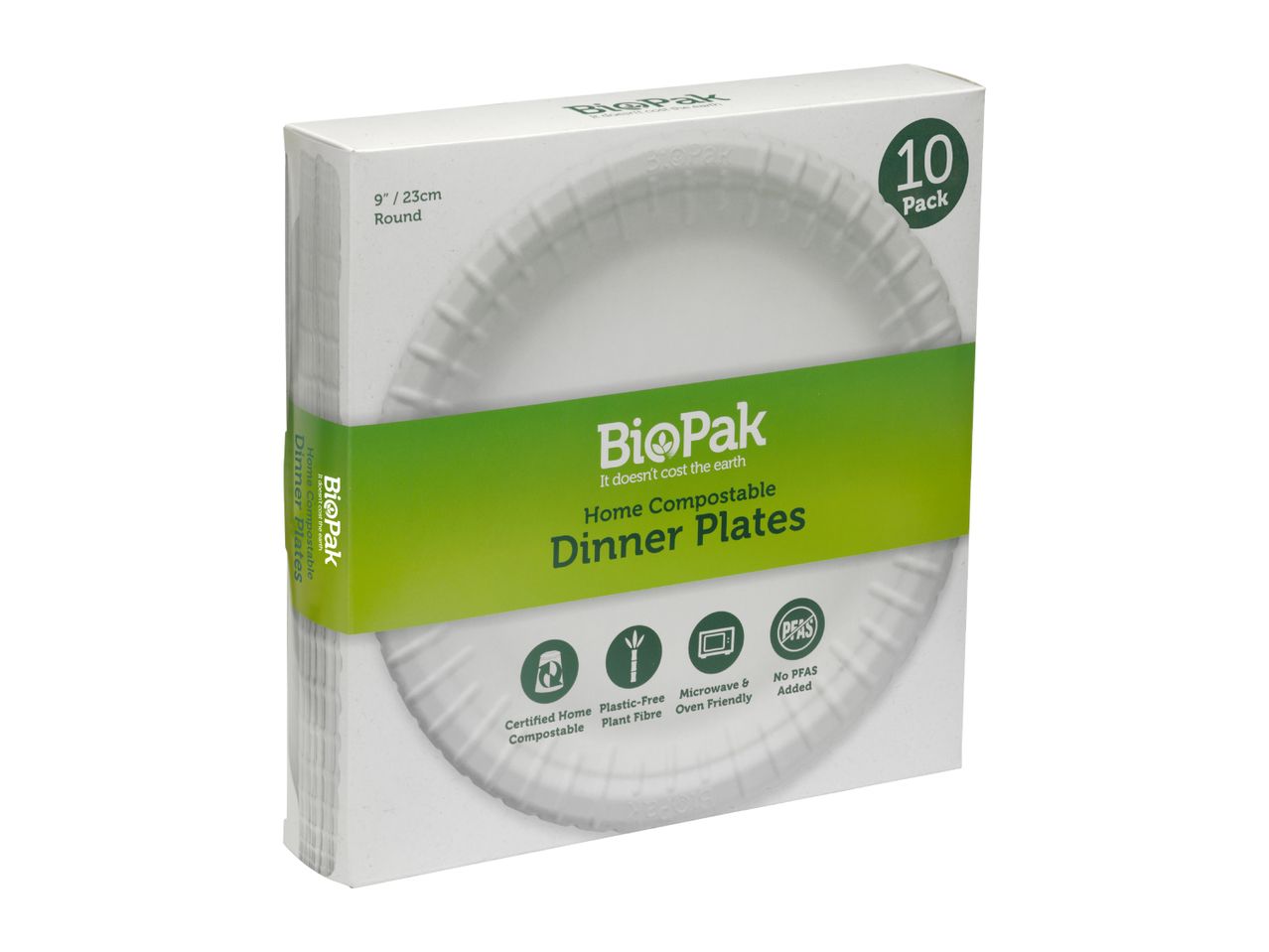BubblPak Dinner Plates, 10 count, disposable.