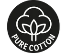 Pure Cotton seal with a cotton plant icon.