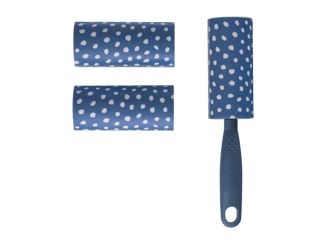 Blue lint roller with two replacement rolls