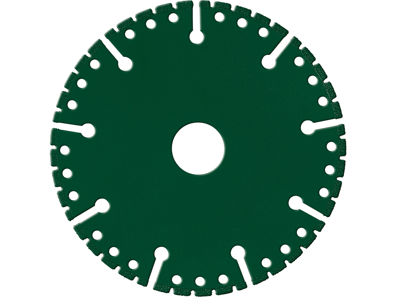 Zöld gyémánt vágótárcsa középső és több kisebb lyukkal