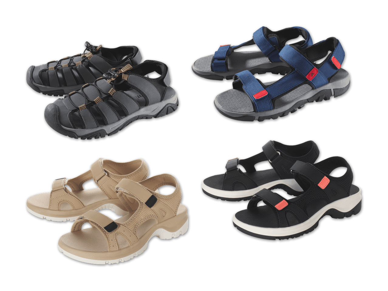 Wanderschuhe und Sommersandalen.