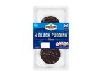 Packaged Donald & Sons Scottish black pudding slices.
