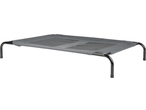 Zoofari elevated dog bed with a grey mesh sleeping surface and black metal frame