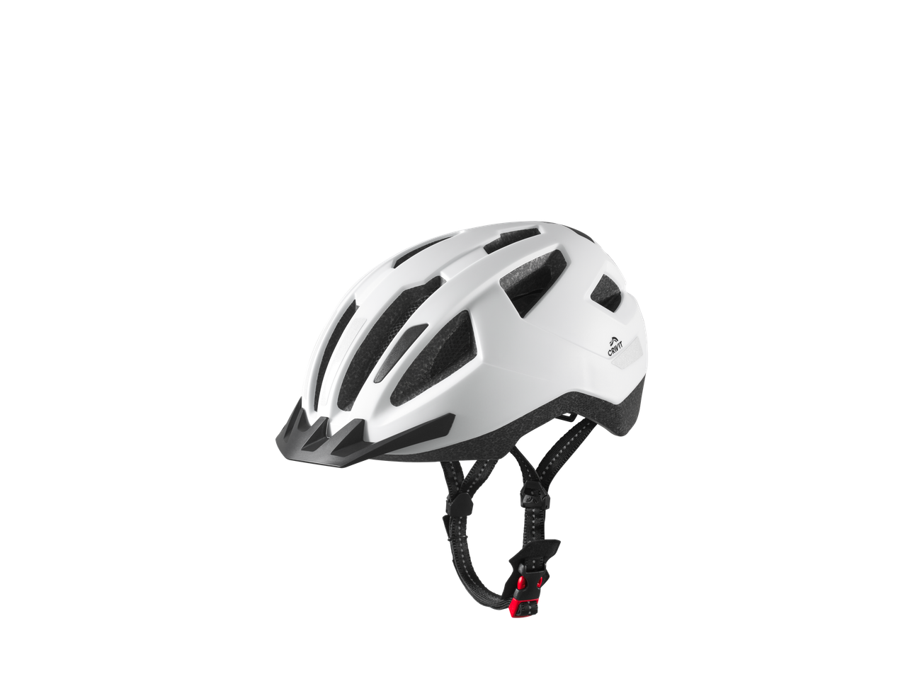 White Crivit bicycle helmet.
