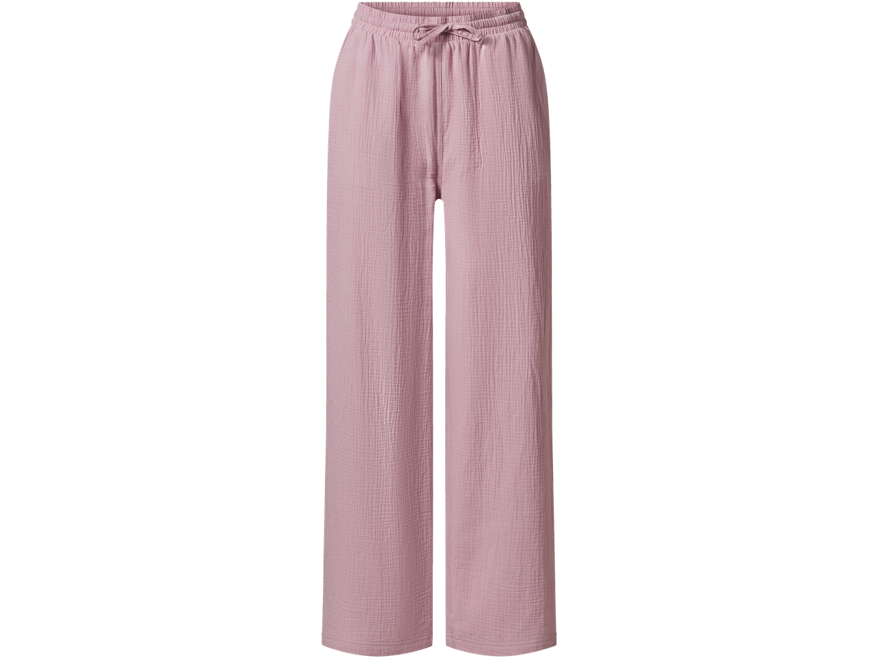 Dolge roza hlače z vrvico.