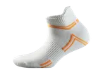 White athletic socks with orange accents.