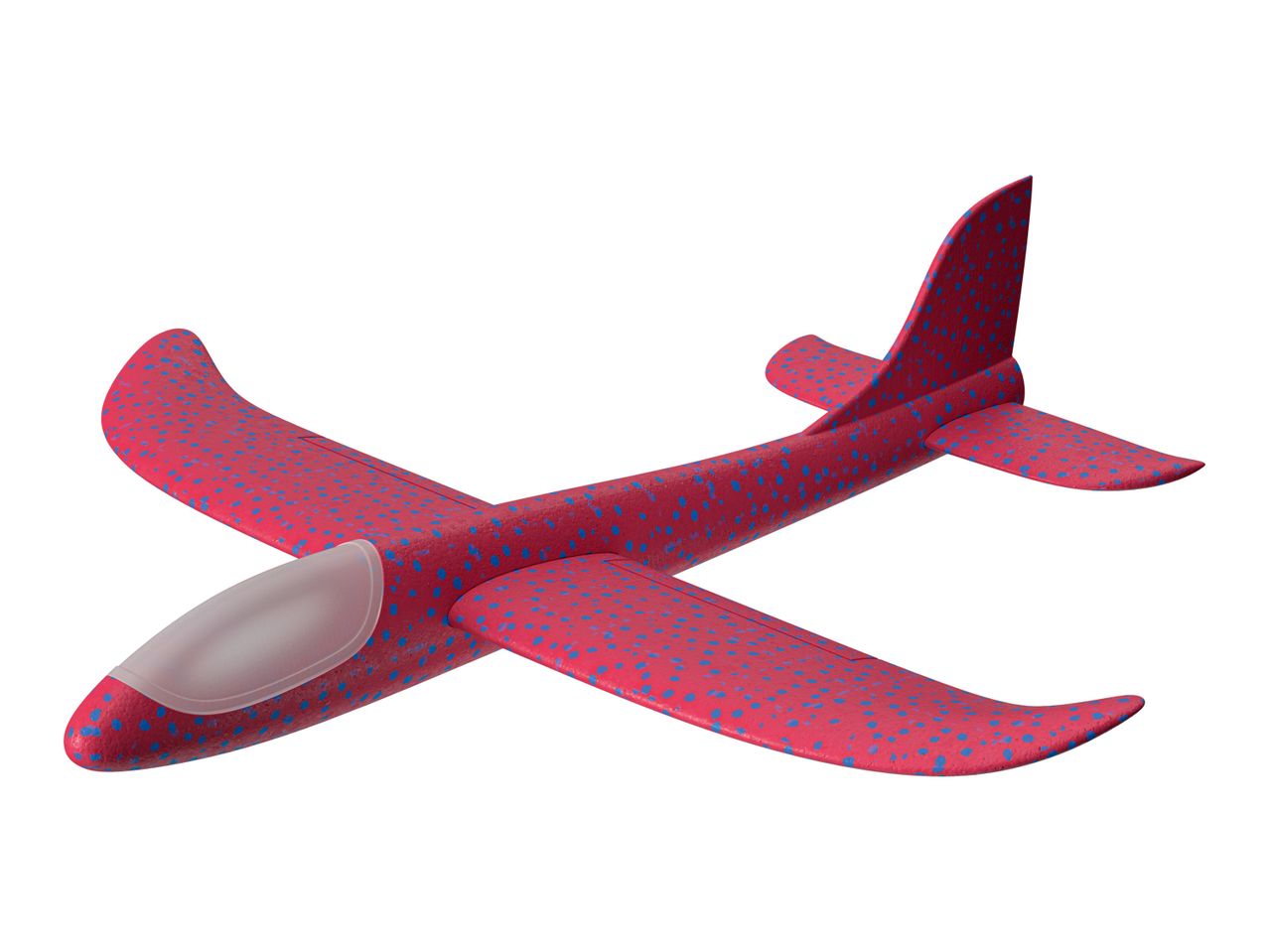 A pink foam glider airplane toy.