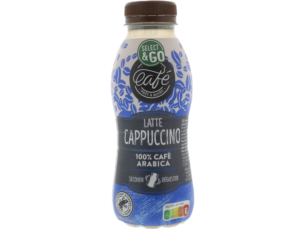 Bouteille de Latte Cappuccino prêt-à-boire Select & Go Café.