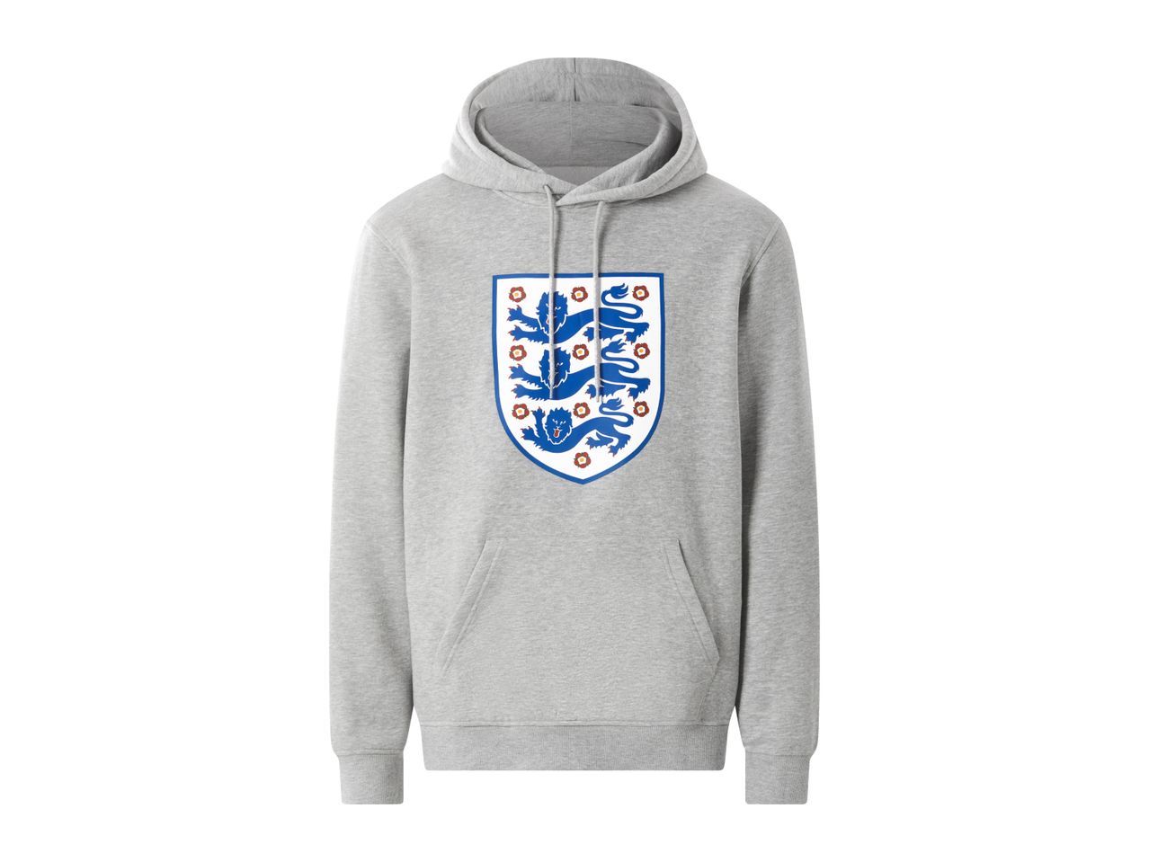 Grey hoodie with the England football team crest on the front.