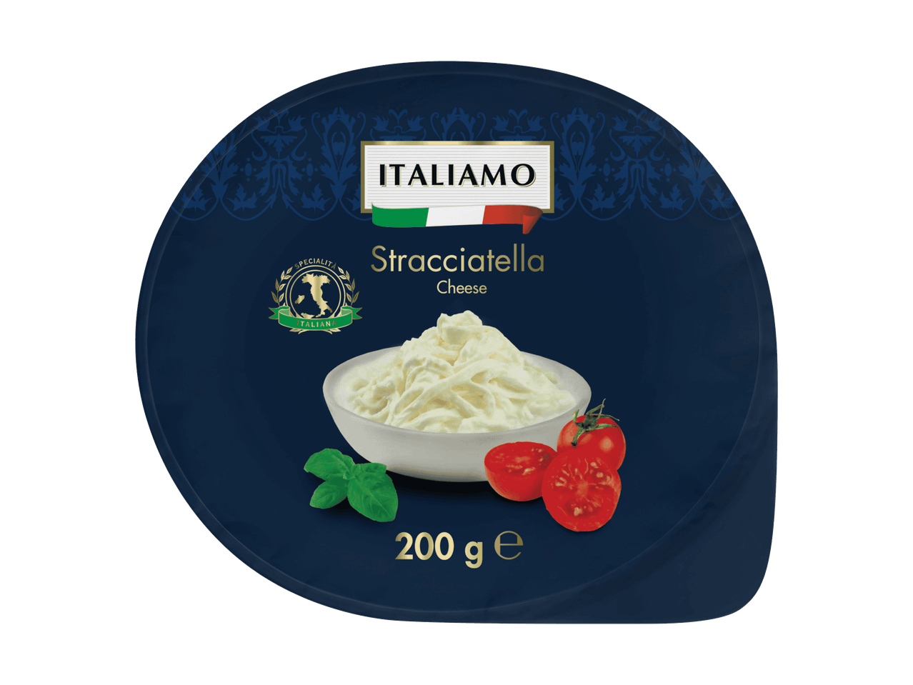 Italiano Stracciatella Käse (200g) in Schale.