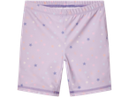 Lavender shorts with star print.