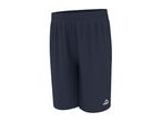 Dark blue athletic shorts with an elastic waistband and a small white logo on the left leg.