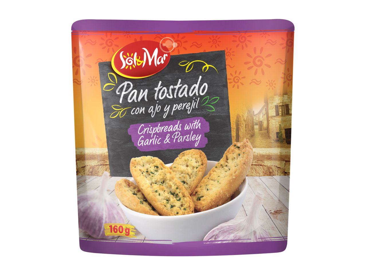 Sol&Mar crispbreads with garlic & parsley.