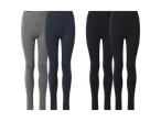 Fire par leggings i grå, mørkeblå og sorte farver.