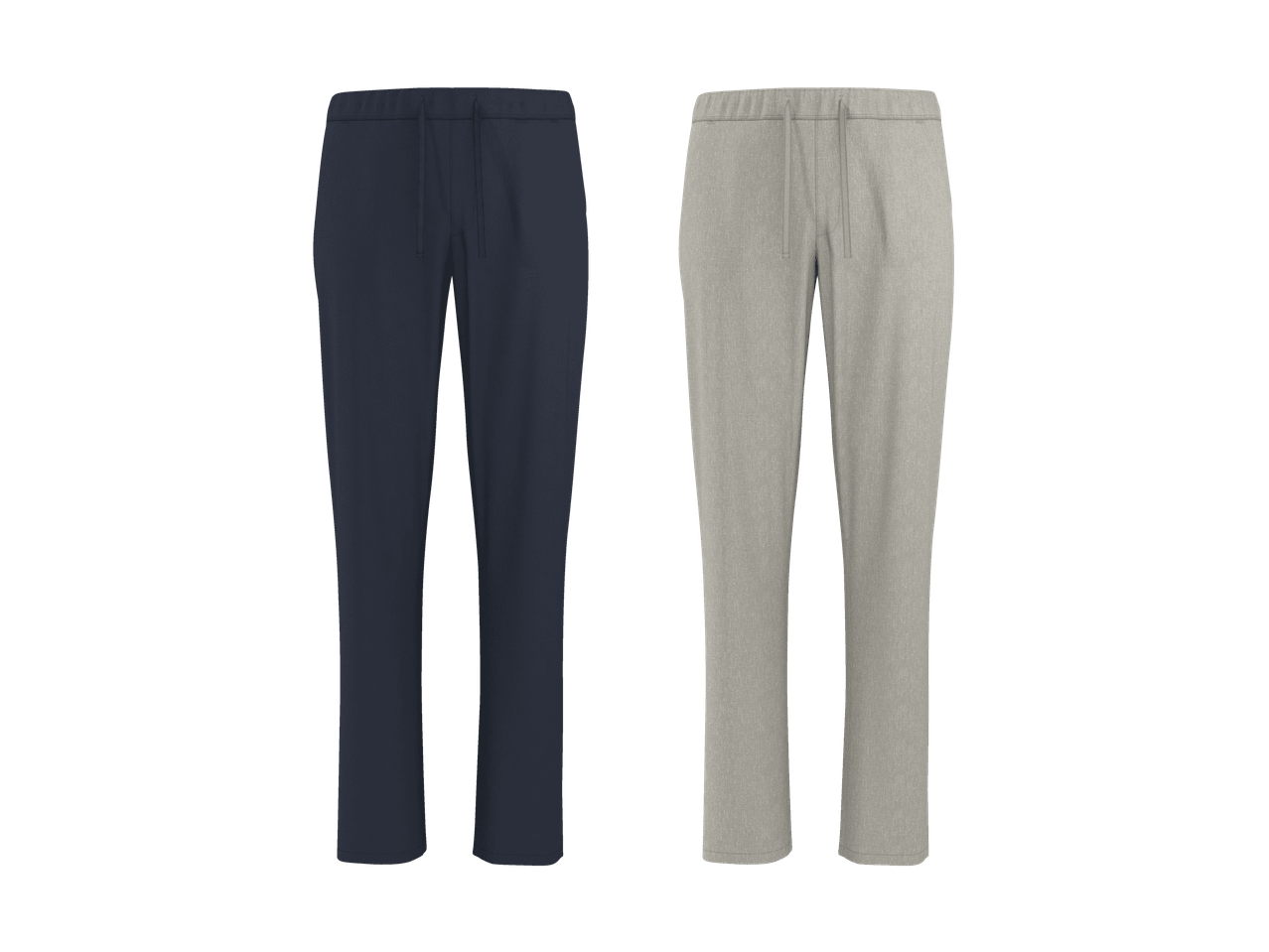 Zwei Herren-Jogginghosen, eine dunkelblaue und eine hellgraue.