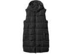 Esmara black long hooded puffer gilet with a front zipper and pockets.