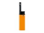 Orange utility lighter with a black top and an extended nozzle.