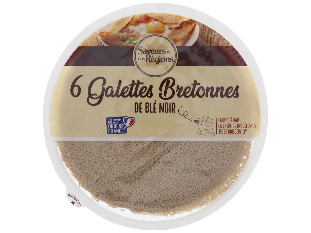 6 Galettes Bretonnes de blé noir Saveurs de nos Régions, fabriquées en France.