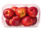 Nectarines in een plastic bakje met rood netje