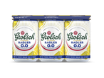 Een 6-pack alcoholvrije radler met citroensmaak, met de tekst 'Vakmanschap is Meesterschap'.