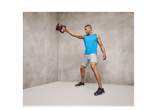Fitness training: man using a kettlebell and sportswear.