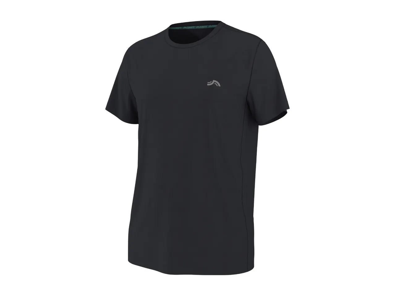 Dark grey short-sleeved sports t-shirt with a small logo on the chest.