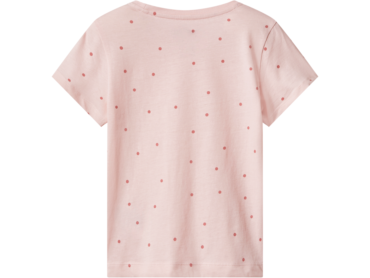 Ροζ παιδικό κοντομάνικο μπλουζάκι με κόκκινες πουά